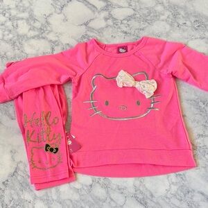 Hello Kitty 2 Piece Set Outfit Y2K Bright Pink Long Sleeve Bow Shirt Pant Girl 6